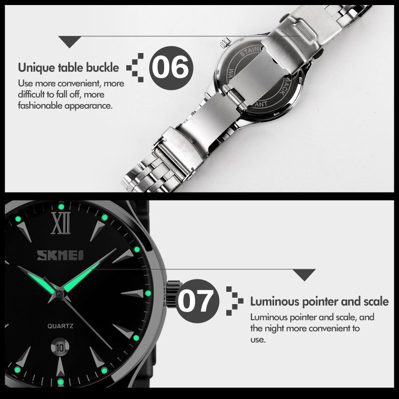 Đồng hồ nam SKMEI kim dạ quang cao cấp chống nước BW012