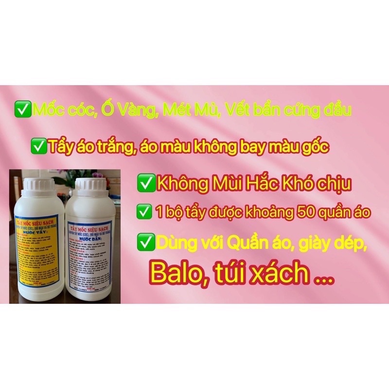 Nước Tẩy Mốc Quần Áo, Balo, Túi Xách, Giày Dép Siêu Sạch