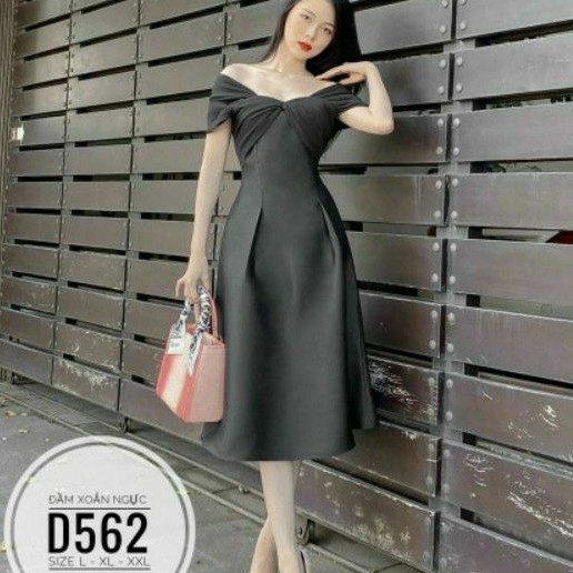 Đầm big size xoắn ngực bẹt vai từ 60kg-90kg