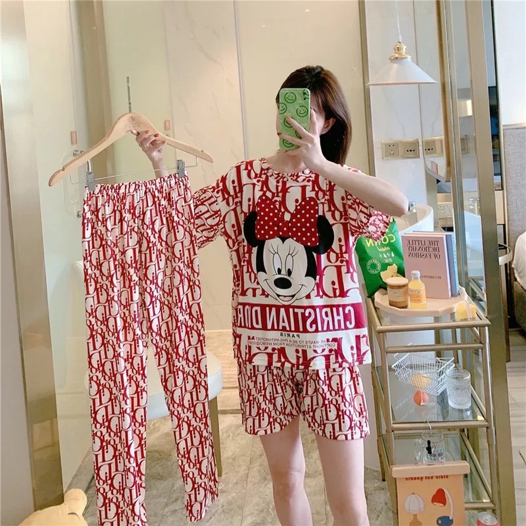 Đồ Ngủ Hot Hit⚡️FREE SHIP ⚡️SET 3 MÓN Dior Đỏ sang chảnh, cực xinh | BigBuy360 - bigbuy360.vn