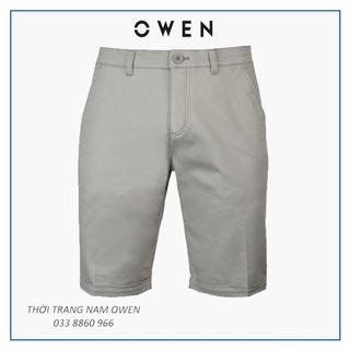 Owen - quần short khaki nam owen màu be xám chất thô 22319