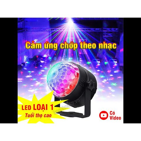 Đèn led xoay 7 màu cảm ứng theo nhạc, Đèn led 7 màu vũ trường, Đèn Led quả cầu cảm ứng