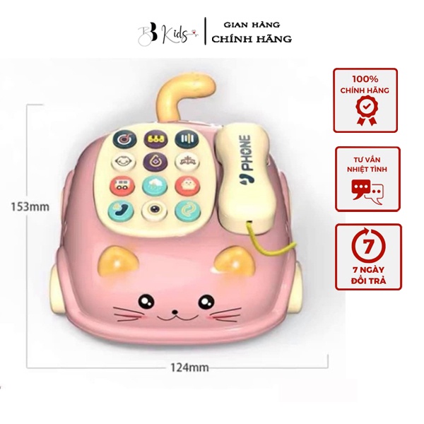Đồ chơi điện thoại thông minh BB Kids Hình Mèo cho bé, Có Hiệu Ứng âm thanh vui nhộn - Hàng chính hãng