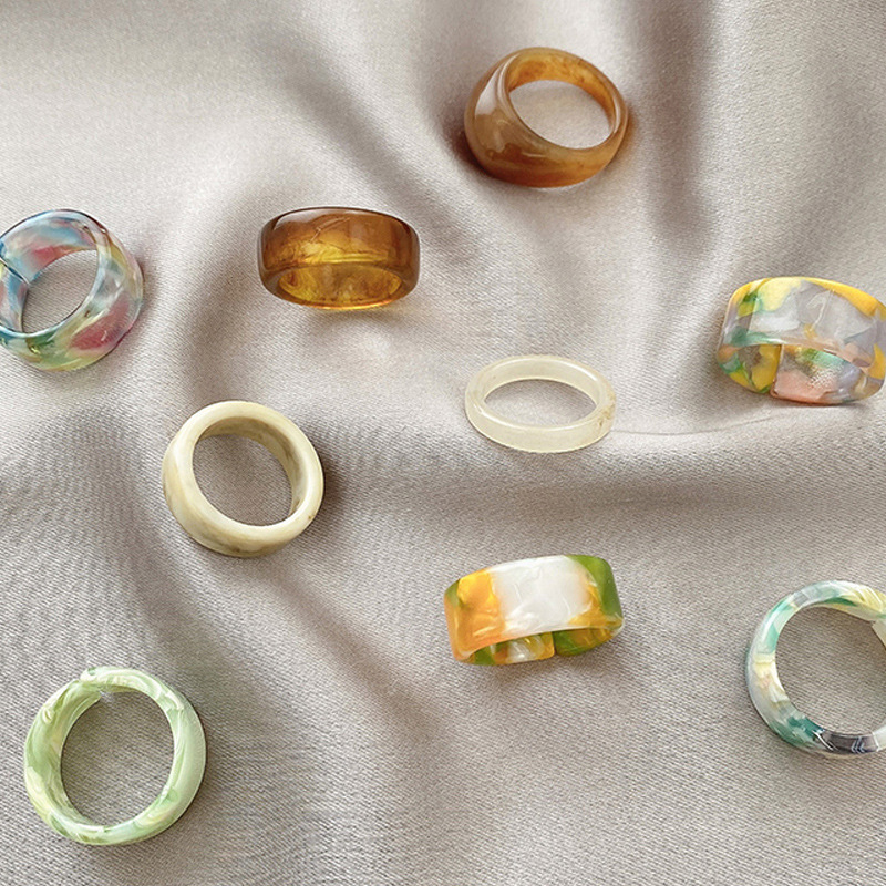 Vintage Candy Color Acrylic Ring Personalized Tail Ring Women Fashion Jewelry