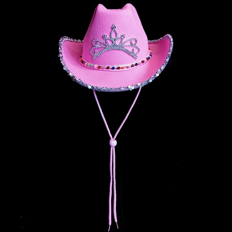 Mũ Cao Bồi Đính Kim Sa Lấp Lánh Phong Cách Retro Phương Tây