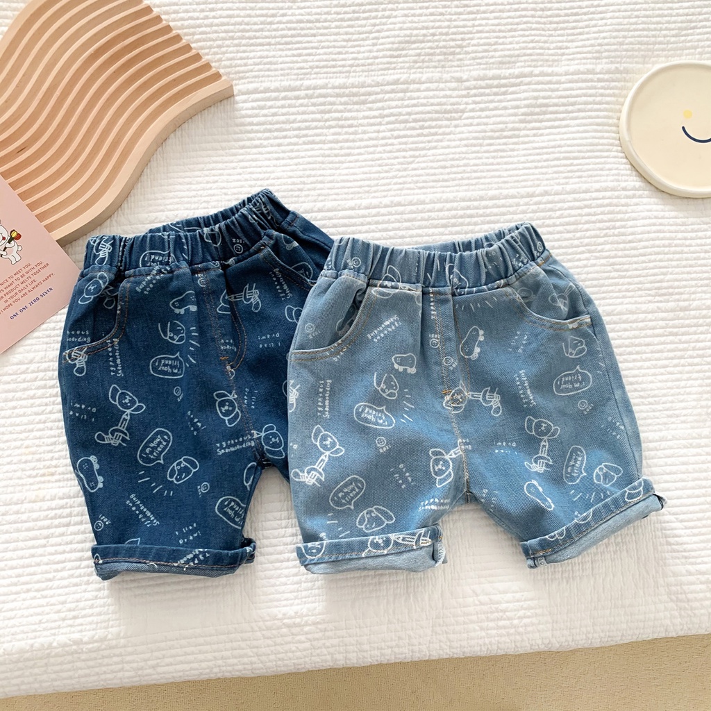 Quần Short Denim In Họa Tiết Hoạt Hình Xinh Xắn 90-130Cm Dành Cho Bé