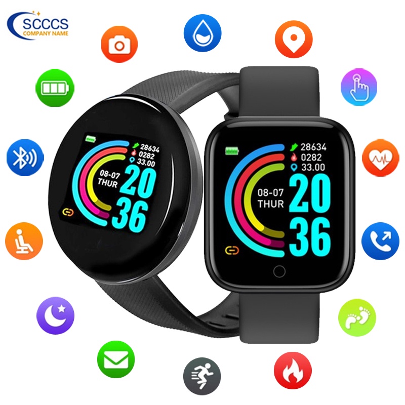 Đồng hồ thông minh D18/D20 bluetooth phong cách thể thao chống nước mặt tròn cho nam