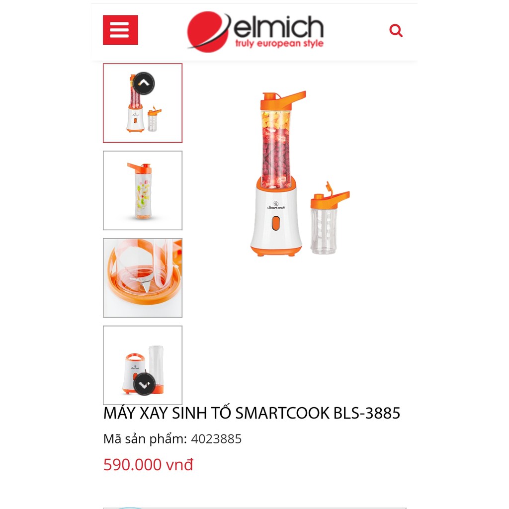 MÁY XAY SINH TỐ ELMICH SMARTCOOK CÂM TAY 3885 BH 15 THÁNG