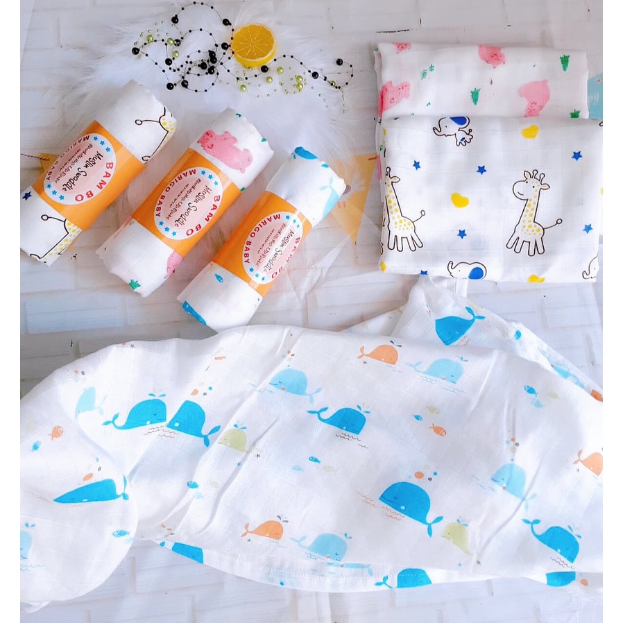 Khăn tắm sợi tre Muslin 2 lớp cho bé sơ sinh kích thước 110 x 110 cm