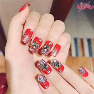 Set 24 Móng Tay Giả Đính Đá Lấp Lánh Cho Nữ