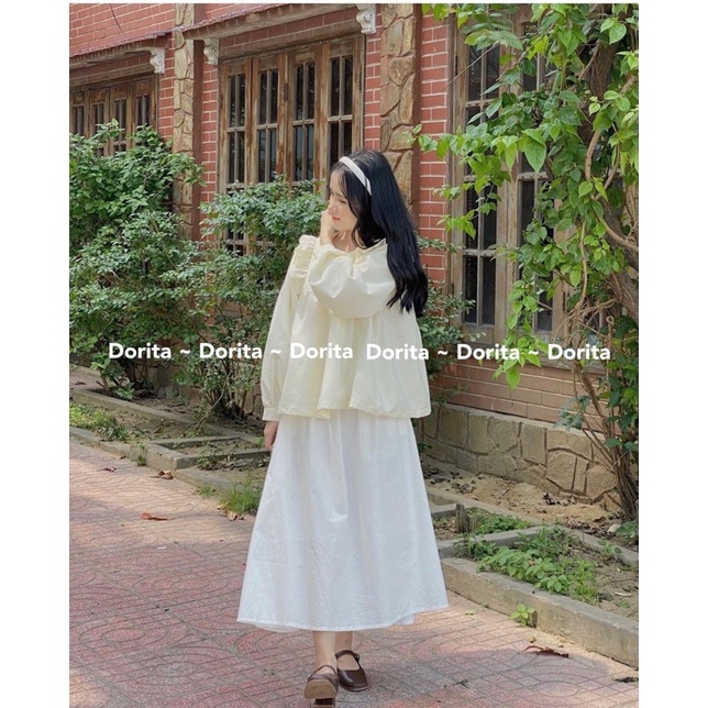 [Ảnh thật/Video] Áo sơ mi cổ bèo cánh tiên Hàn Quốc, Áo sơ mi cánh tiên tay bồng - Dorita Boutique | BigBuy360 - bigbuy360.vn