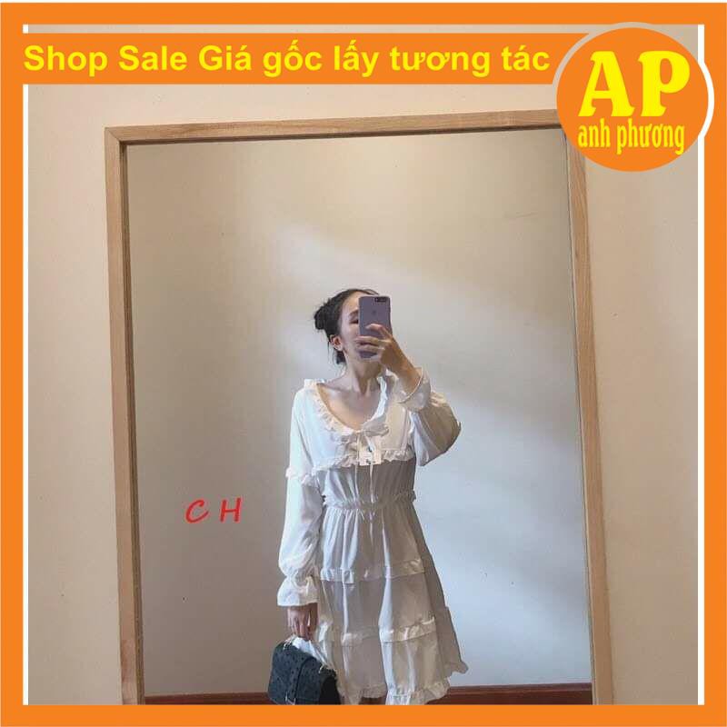 (Ảnh thật + video shop tự quay) Váy Viền Bèo Nữ 🦋 Đầm Nữ Buộc Nơ Viền Tầng hai màu đen, trắng  Vintage , váy tiểu thư 🦋 | BigBuy360 - bigbuy360.vn