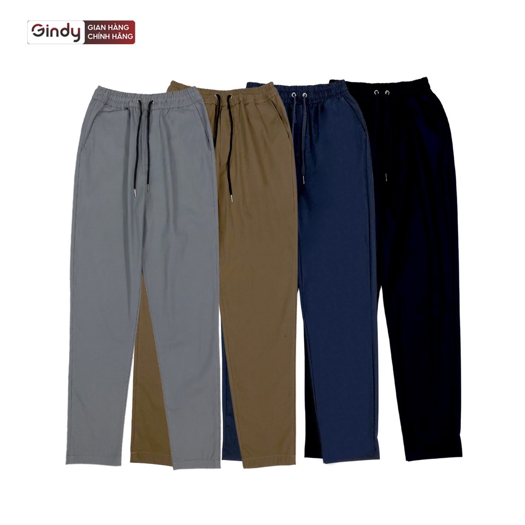 Quần học sinh GINDY dáng baggy kaki nam nữ màu đen, xanh ống đứng cạp chun phong cách thể thao Q007