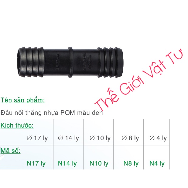 ĐẦU NỐI THẲNG NHỰA POM TỪ 4 LY ĐẾN 17 LY ( GÓI 100 CÁI )