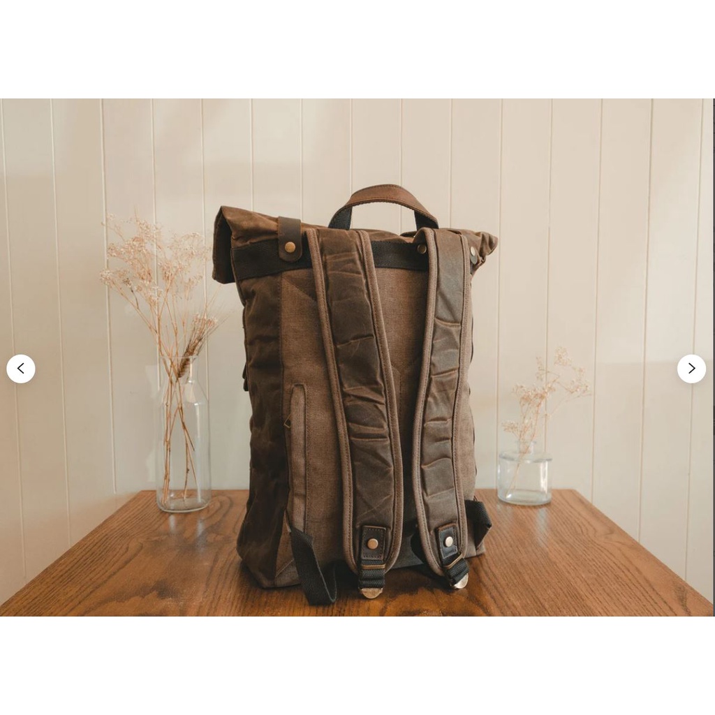 Balo vải bố Canvas Ursa Warrior nắp chéo da bò thời trang dành cho phái mạnh HB1