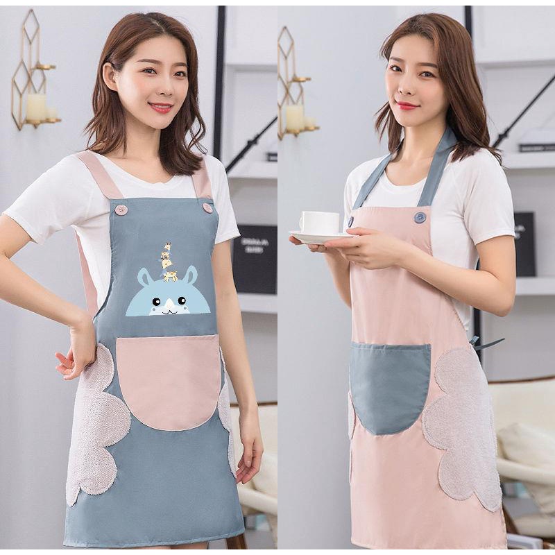 Tạp Dề Nấu Ăn Làm Bếp, Tạp Dề Phục Vụ Có Khăn Lau Tay Kèm Túi Đựng Đồ - Chống Thấm Nước, Chống Dầu Mỡ