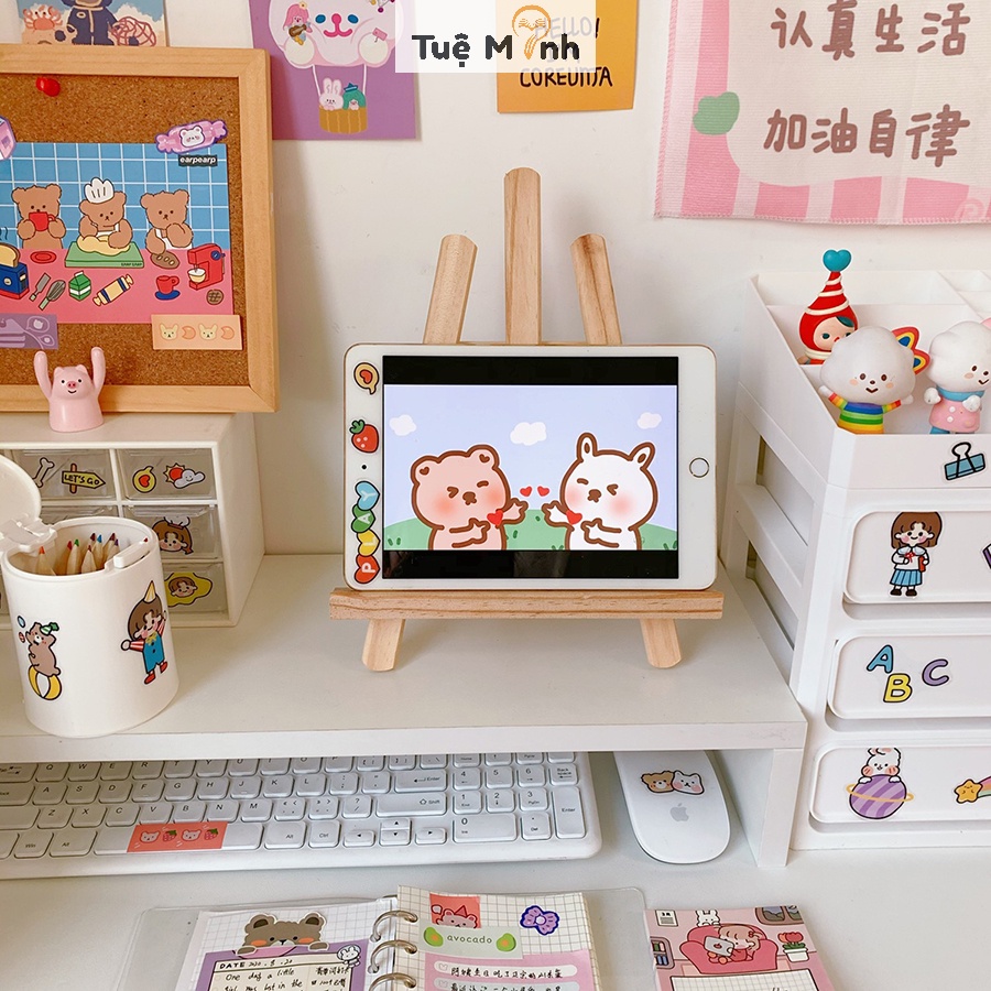 Giá đỡ gỗ để bàn gấp gọn cao 27cm K16, kệ đọc sách ipad decor bàn học