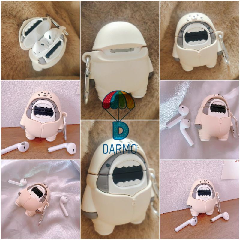 Case bảo vệ Airpods Pro/1/2 cá mập mặc áo hoodie