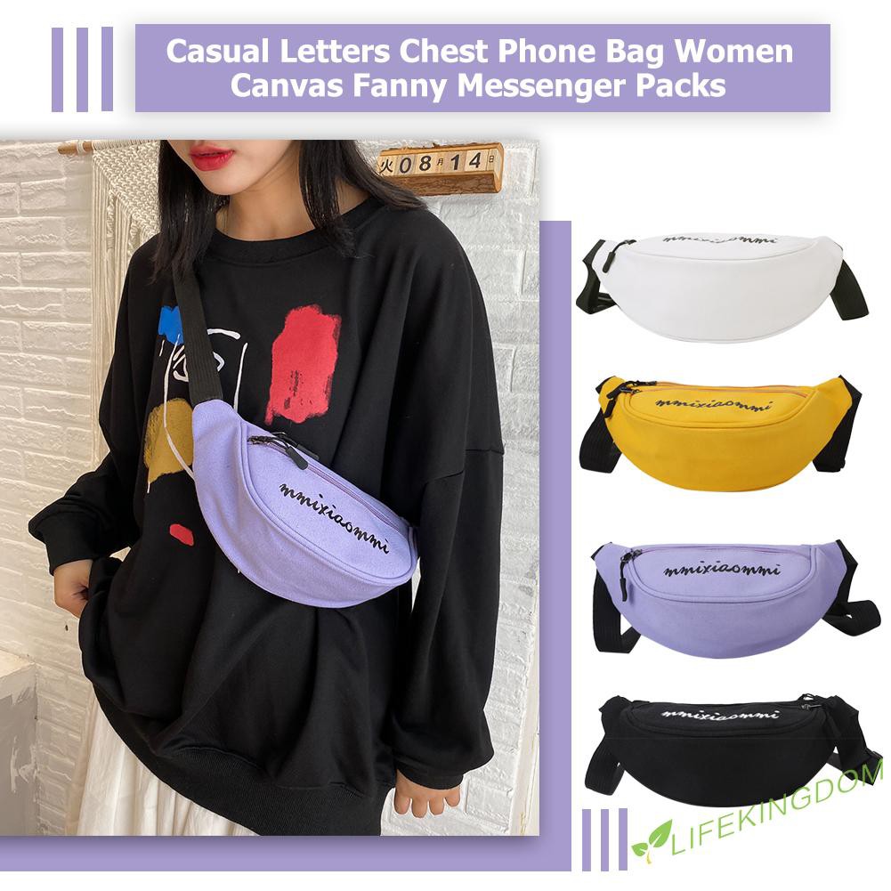 Túi Canvas Đeo Chéo In Chữ Thời Trang Cho Nữ