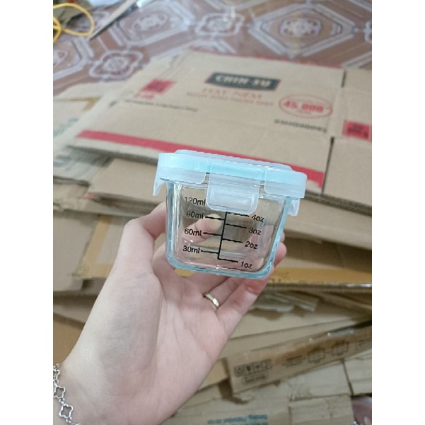 Hũ thủy tinh trữ đông chia vạch có nắp 120ml-160ml