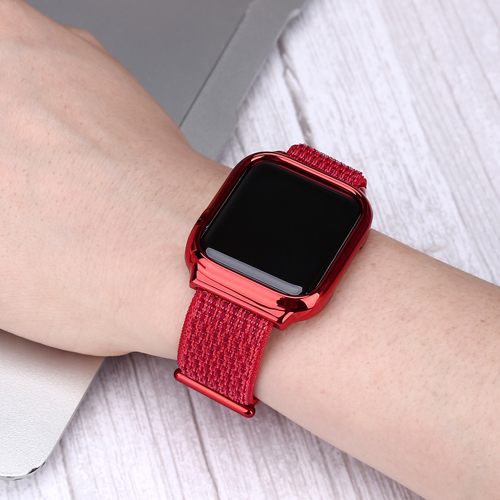 Vỏ bảo vệ kèm dây đeo nylon cho đồng hồ thông minh Apple Watch dòng thế hệ 4 5 40mm 44mm