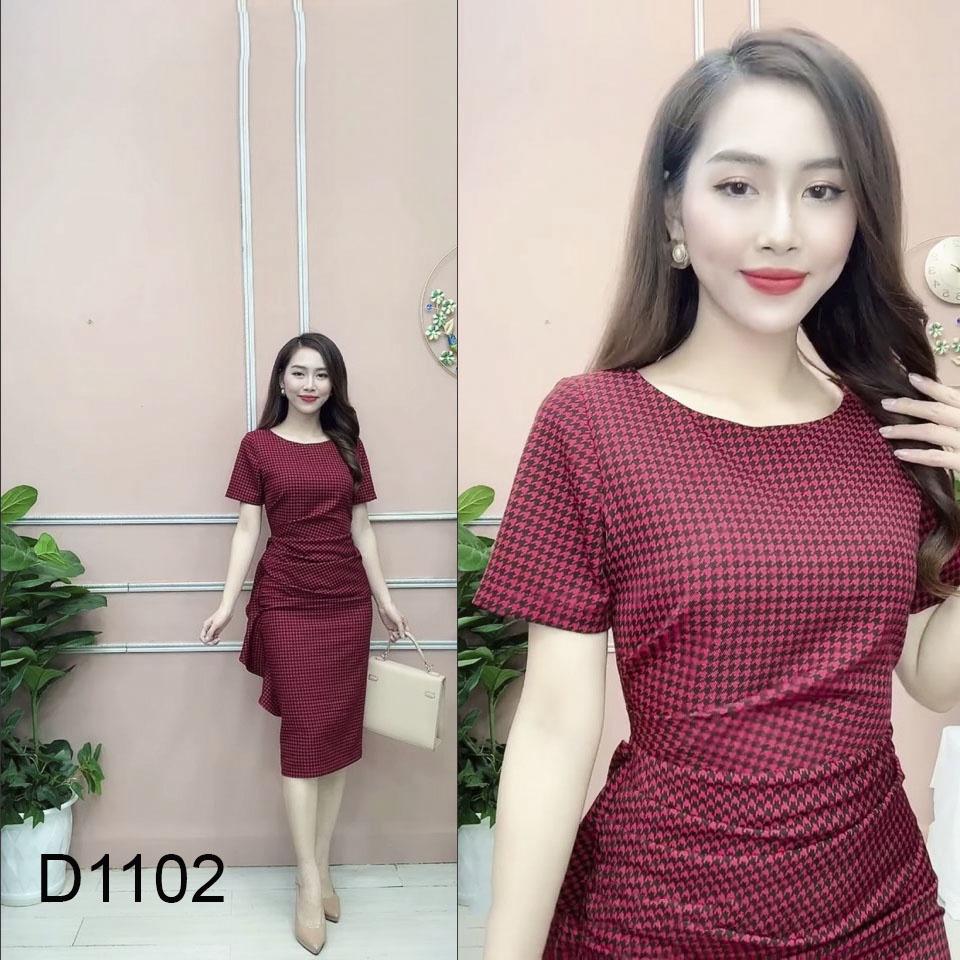 Đầm dạo phố body tay ngắn giấu bụng GOZA D1102