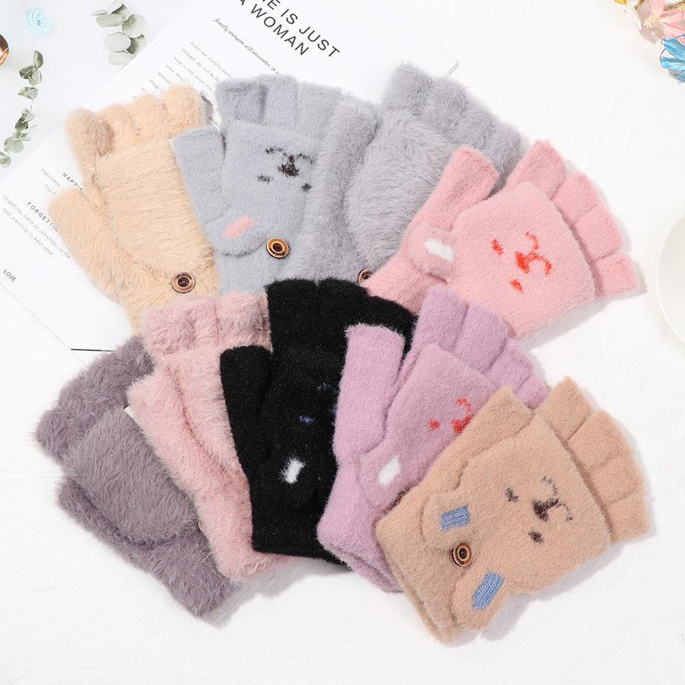 Găng Tay Dệt Kim Dày Dặn Mềm Mại Giữ Ấm Ngón Tay Thời Trang Cho Nam Và Nữ