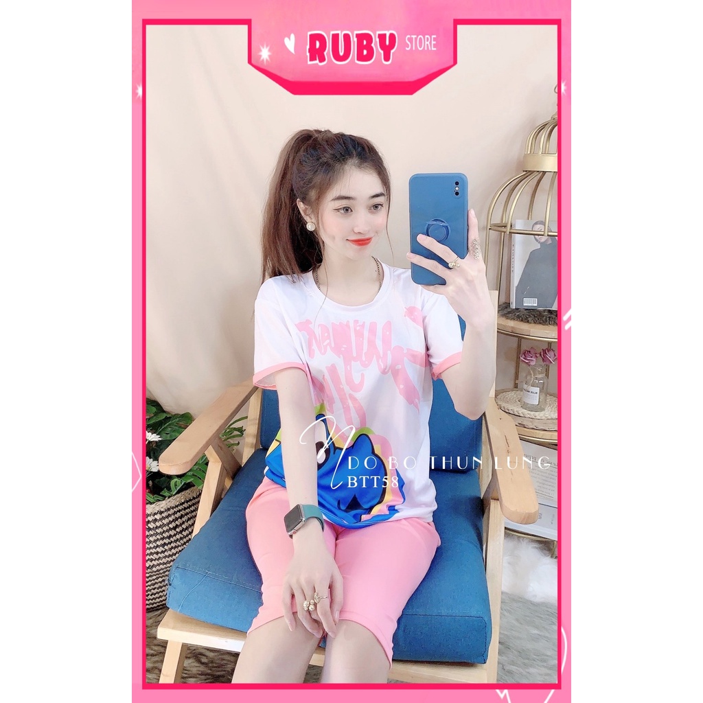 Đồ bộ nữ mặc nhà chất thun mềm mịn in hình hoạt hình dễ thương Đồ bộ thun lửng BTT58