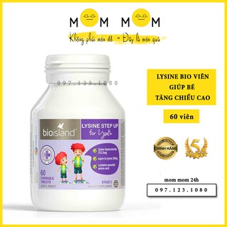 [Chuẩn Úc] Viên nhai Lysine Bio Island Giúp Bé Phát Triển Chiều Cao - 60 Viên - Mom Mom VN