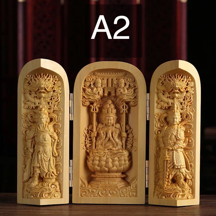 Bộ 3 tượng phật gỗ gấp gọn | BigBuy360 - bigbuy360.vn