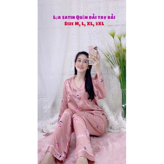 [Free Ship] M dưới 50kg- Bộ dài tay lụa satin