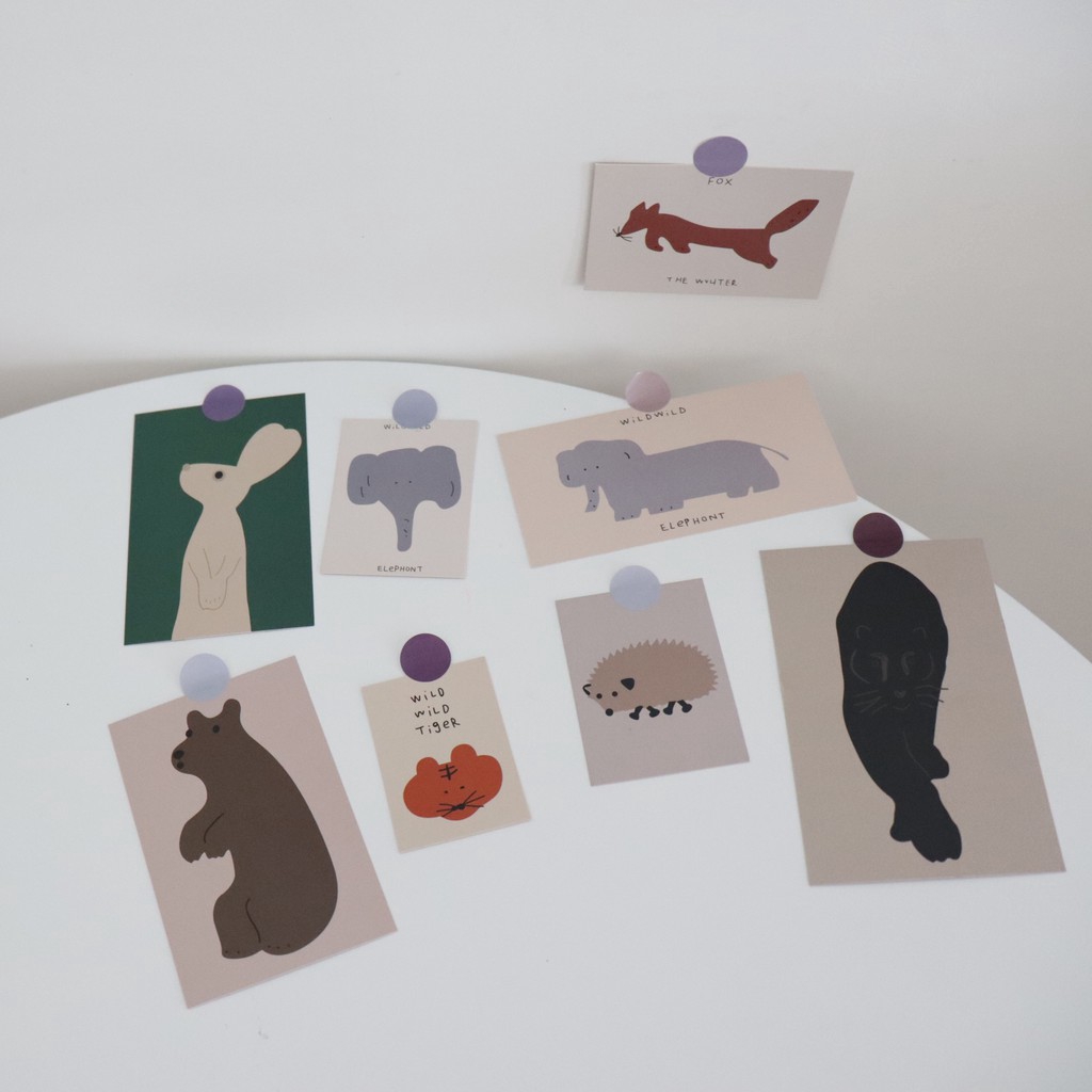 Set of 8 Unique Animal Poster Cards