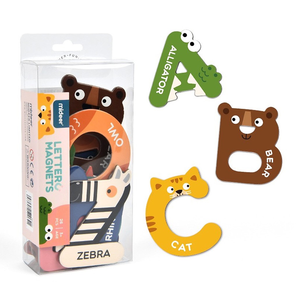 Mideer Magnet Letters - Bộ chữ cái tiếng Anh hình động vật có nam châm cho bé học chữ từ 2 tuổi trở lên