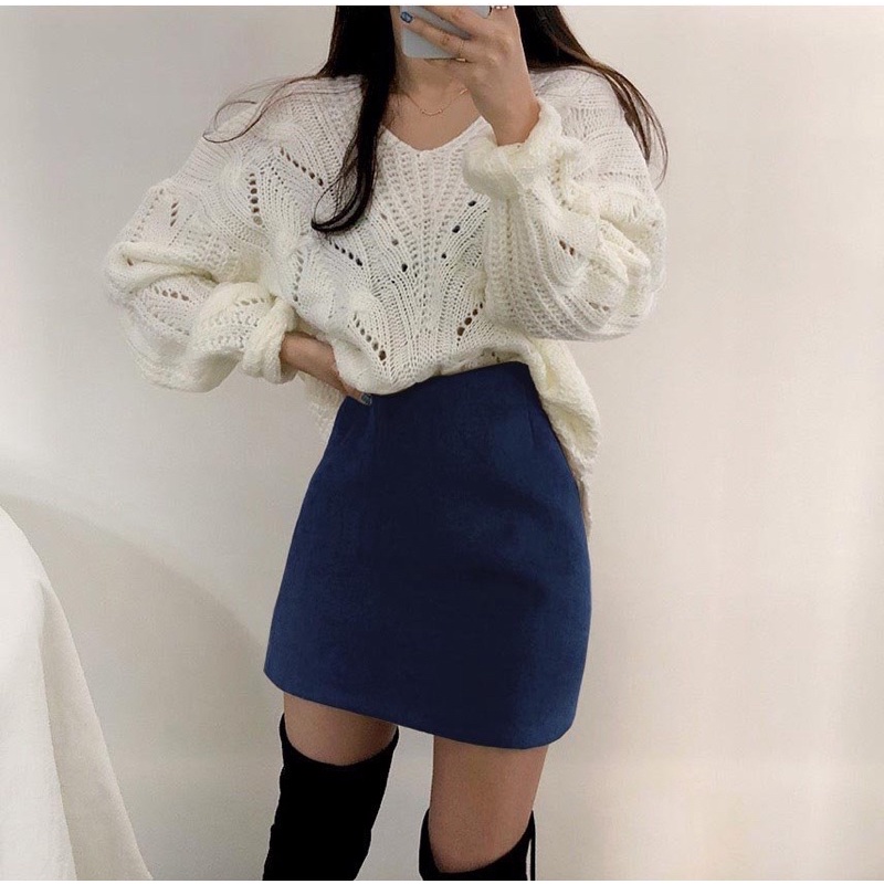 Chân váy cạp cao chữ A, váy dạ ngắn, chân váy kèm lót trong_v34 | BigBuy360 - bigbuy360.vn