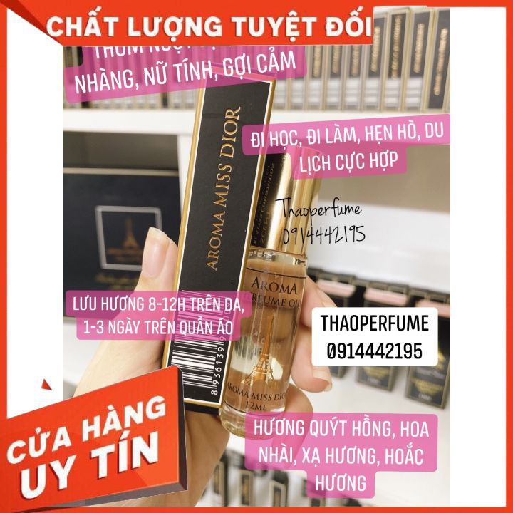 [MÙI HƯƠNG NỮ HOT NHẤT] TINH DẦU NƯỚC HOA PHÁP AROMA CHÍNH HÃNG 12ML ĐA DẠNG MÙI HƯƠNG NHỎ GỌN, TIỆN DỤNG, BÁN CHẠY NHẤT | Thế Giới Skin Care