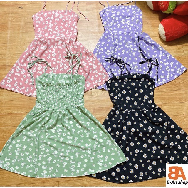 Đầm hai dây cột nơ Voan hoa (dài 80cm) | BigBuy360 - bigbuy360.vn