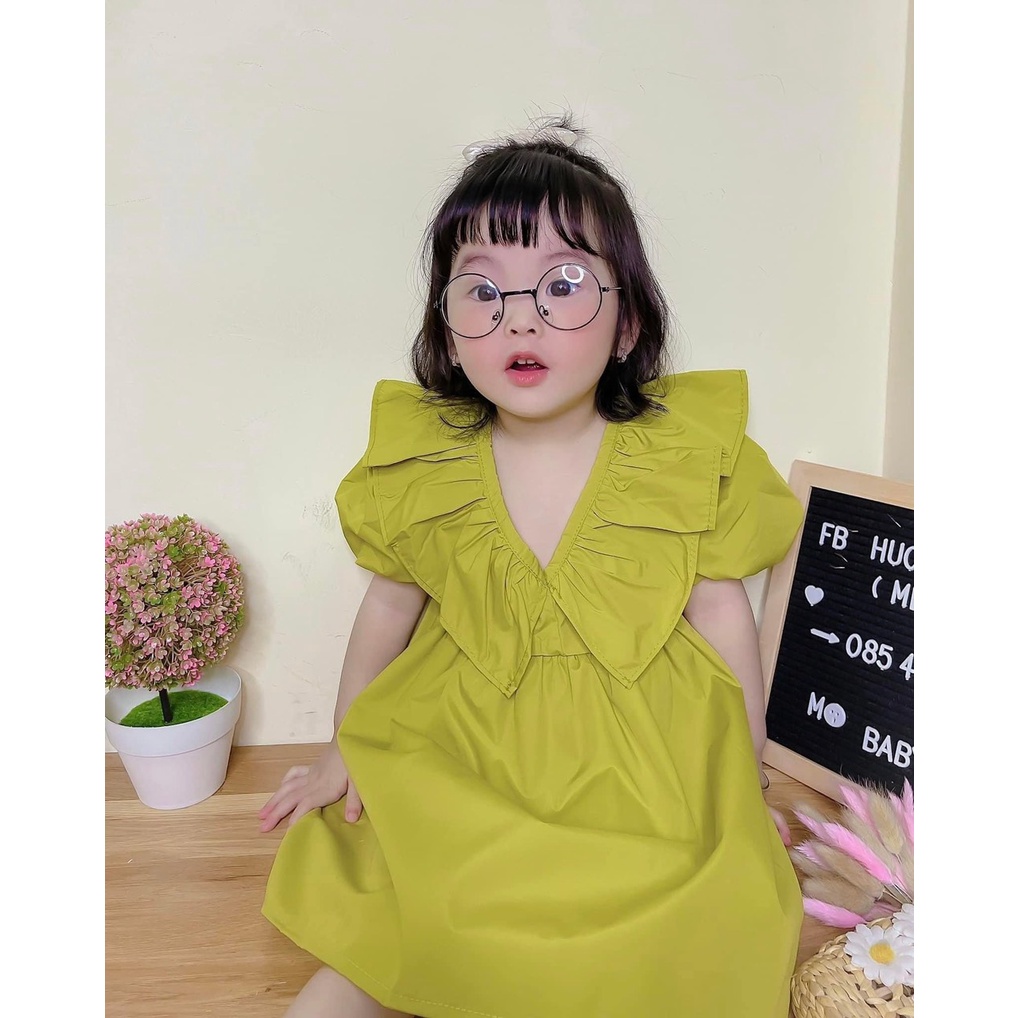 Váy cổ V siêu hót viền bèo bé gái