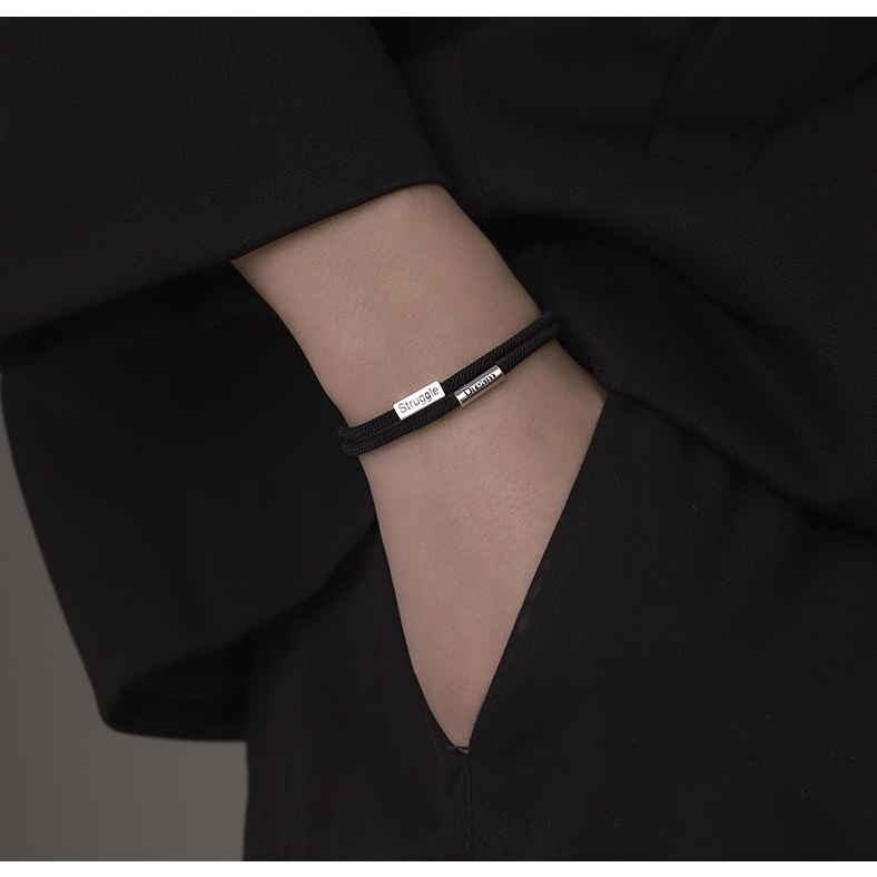 Vòng Tay Nam Lắc Tay Unisex 2 dây kết hợp Clancy Thời Trang Vòng Tay Nam Nữ Basic Màu Đen Chất Liệu Bền Bỉ Kratos