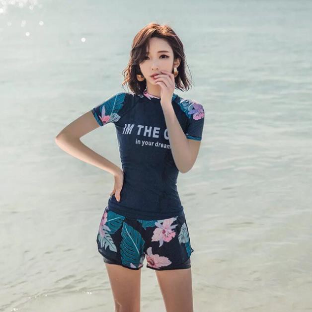 Bộ Bơi Nữ 2 Mảnh Quần Đùi Cạp Cao Aó Phủ Bụng Cọc Tay Bin Sports BHV092 [ Bikini Giá Xưởng ] | BigBuy360 - bigbuy360.vn