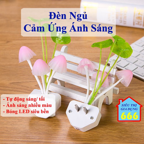 Đèn phòng ngủ 🍄 Đèn ngủ cảm ứng ánh sáng thông minh hình nấm avatar tự động tắt mở nhiều màu sắc siêu bền
