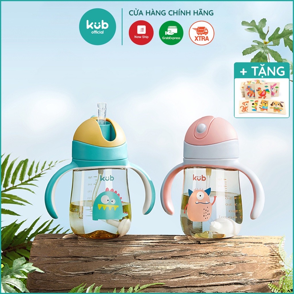 Bình tập uống nước KUB 240ml, bình nước chống sặc cao cấp cho bé có thể làm bình sữa