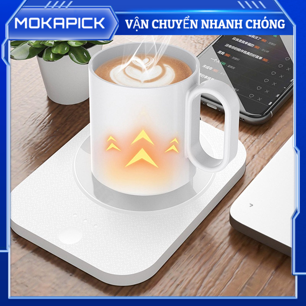 Mokapick Bình Giữ Nhiệt Đồ Uống Thông Minh 55℃ Không Đổi Ấm Nguồn Điện USB Cốc Cà Phê Để Bàn 5V Trắng