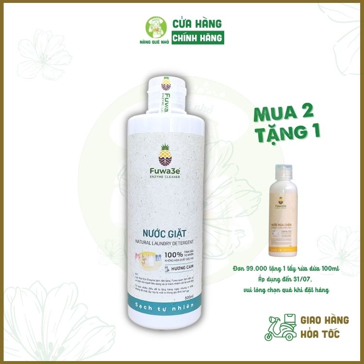 Nước Giặt Xả Hữu Cơ Dứa Fuwa 3e, Nước Giặt Cho Trẻ Sơ Sinh Không Gây Kích Ứng Từ Tinh Dầu Cam