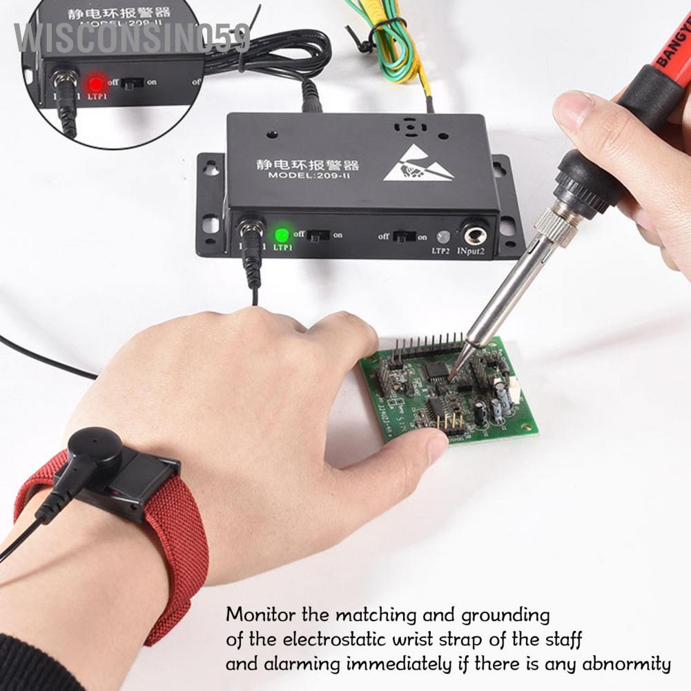 Wisconsin059 Wrist Strap Tester Microcomputer Chip Electronic Monitoring for Circuit US Plug 100-240V