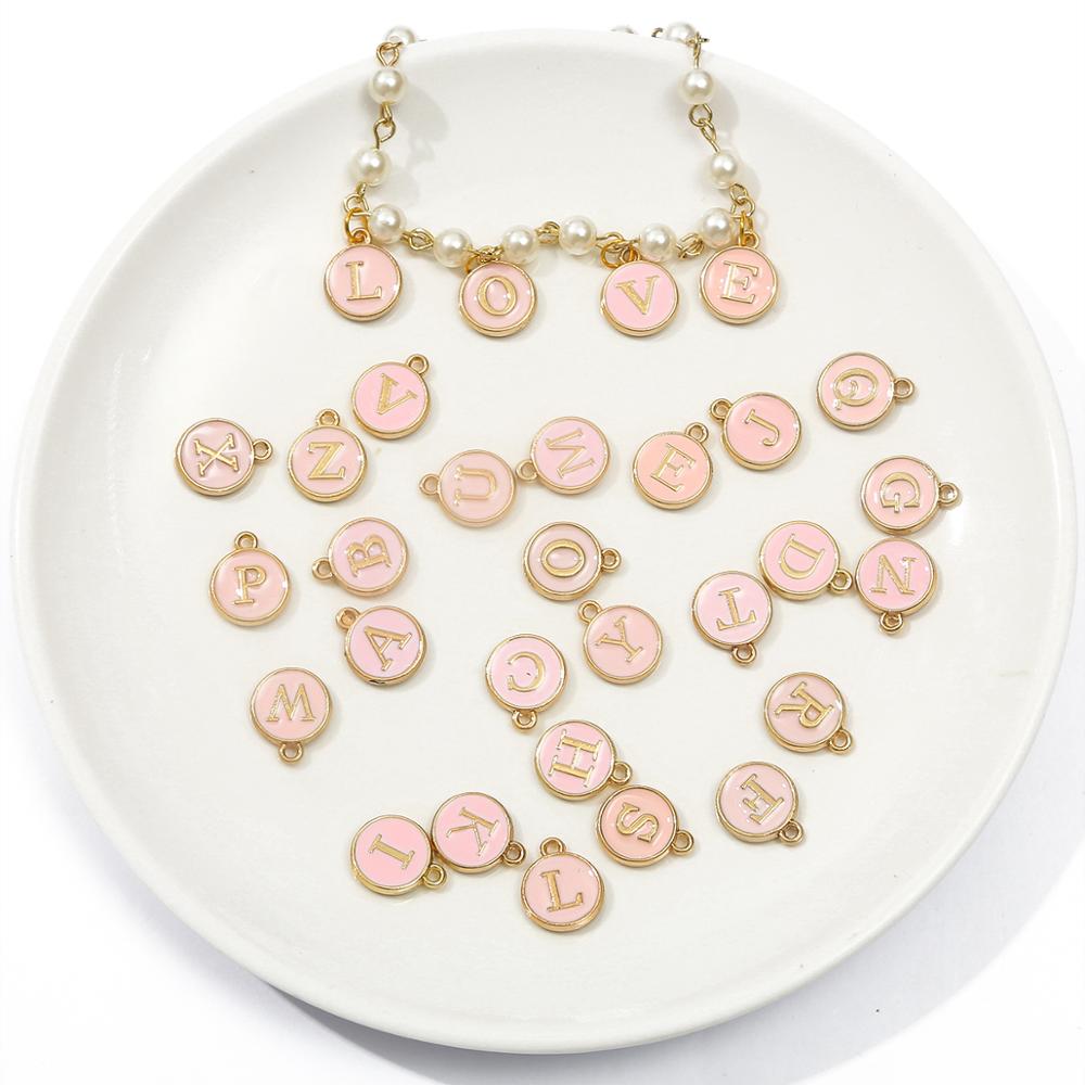 Bộ 10 mặt dây chuyền hình chữ cái từ A-P tráng men in 2 mặt