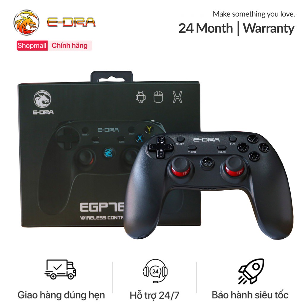 Tay cầm chơi game E-Dra EGP7601 Bluetooth/ Wireless/Wired - Hàng chính hãng