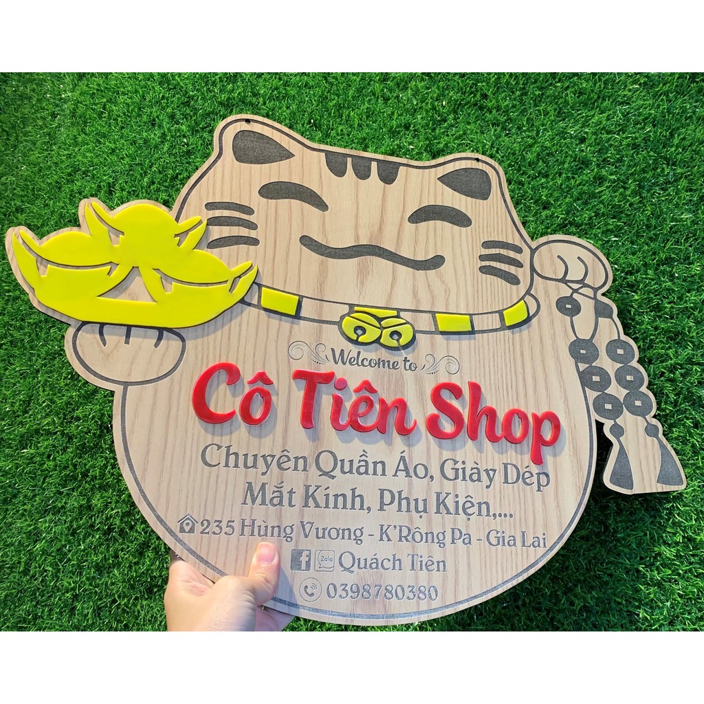 Bảng hiệu shop hình mèo thần tài