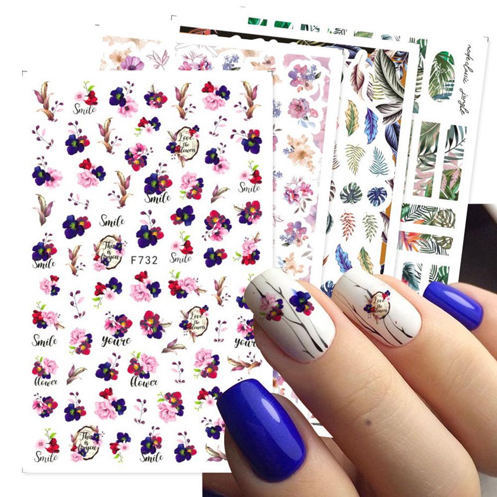 CACTU Sticker Dán Móng Họa Tiết Hoa Lá 3D