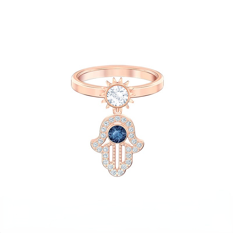 Nhẫn Swarovski Mạ Vàng Hồng Đính Pha Lê Nhân Tạo Đa Năng Cho Nữ
