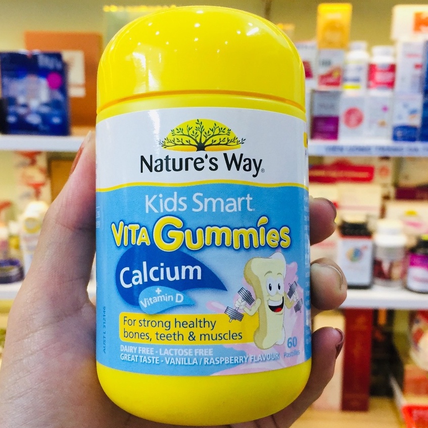 Kẹo bổ sung canxi và vitamin D tăng chiều cao Nature’s Way Kids Smart Vita Gummies Calcium 60 Viên